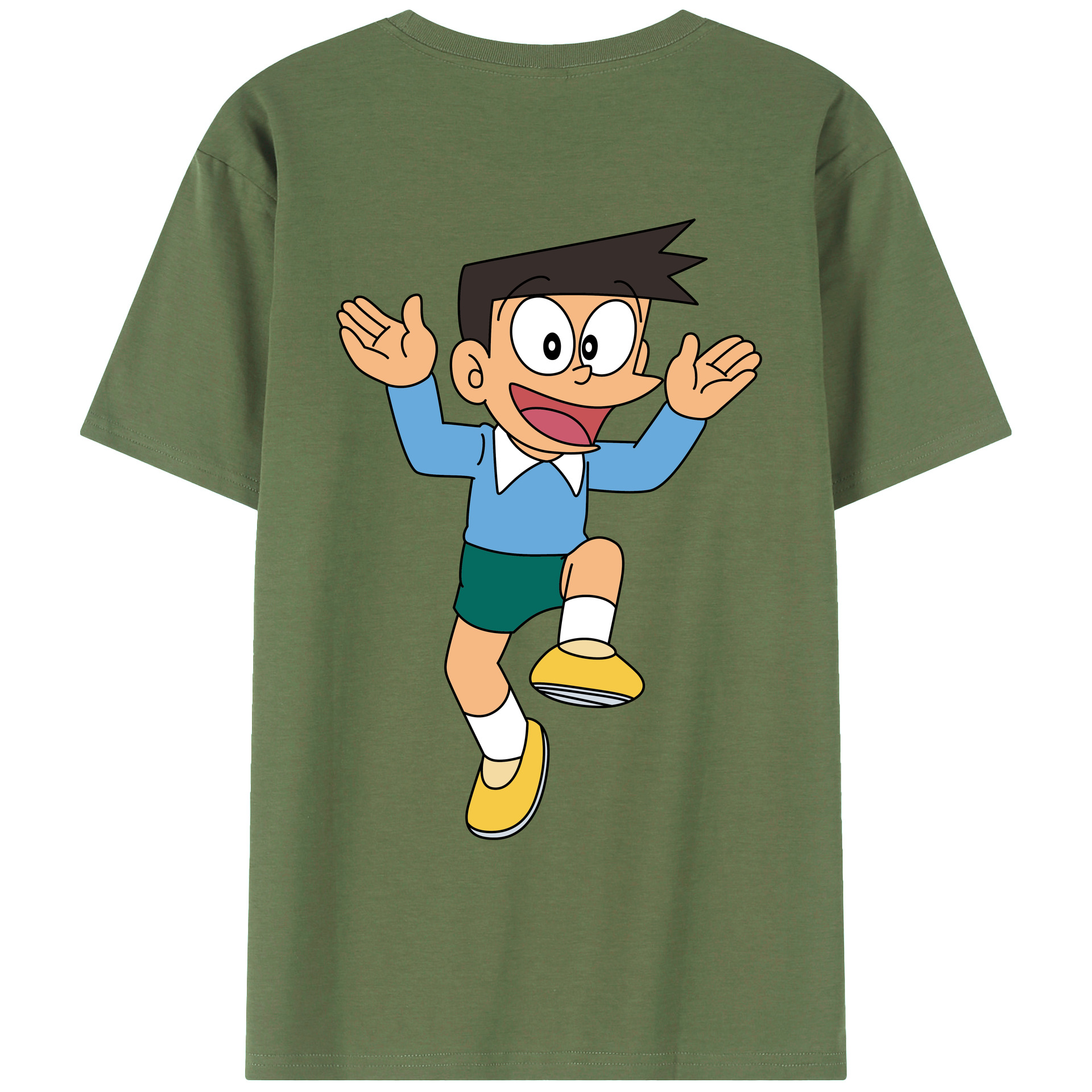 （画像用） ドラえもん 骨川 スネ夫 Doraemon Honekawa Suneo 綿100％ メンズ半袖Tシャツ（バックプリント） 通気性